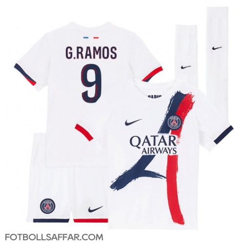 Paris Saint-Germain Goncalo Ramos #9 Bortadräkt Barn 2024-25 Kortärmad (+ Korta byxor)